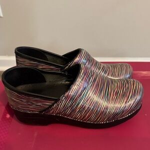 Dansko Multicolor Striped Clogs